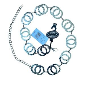 Steve Madden Silver Tone Metal Link Belt Size Medium Large vintage with tags